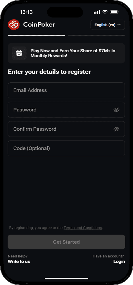 CoinPoker Casino Registration
